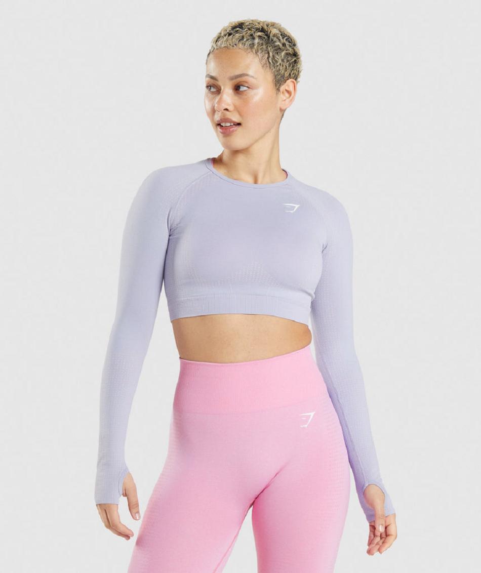 Przycięte Topy Damskie Gymshark Vital Seamless 2.0 Niebieskie | PL 2688YXF